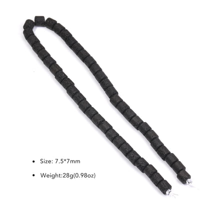 Piedras volcánicas natürliche schwarze Lava zylindrische quadratische Abacus-Steinperlen für Schmuckherstellung, DIY-Schmuck, Armbänder, handgefertigt