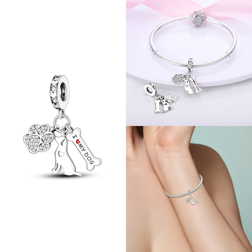 Neue Charms-Perle aus 925er-Sterlingsilber, rosa Schmetterling, leuchtende Glühwürmchen, baumelnd, passend für Armreifen, Halskette, DIY-Schmuck, Frauen-Geschenk