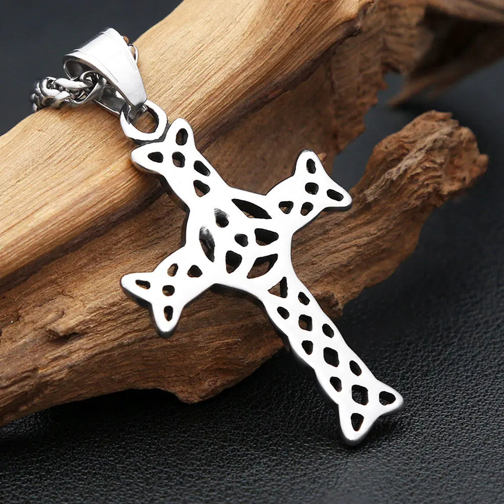 Vintage-Mode Kreuz Anhänger Halsketten Für Männer Frauen 316L Edelstahl Nordic Viking Keltische Knoten Halskette Amulett Schmuck