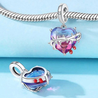 Herzförmige Charms-Perlen aus 925er-Farbverlauf, passend für Original-Armbänder, DIY, edler Schmuck, Geschenkzubehör für Frauen