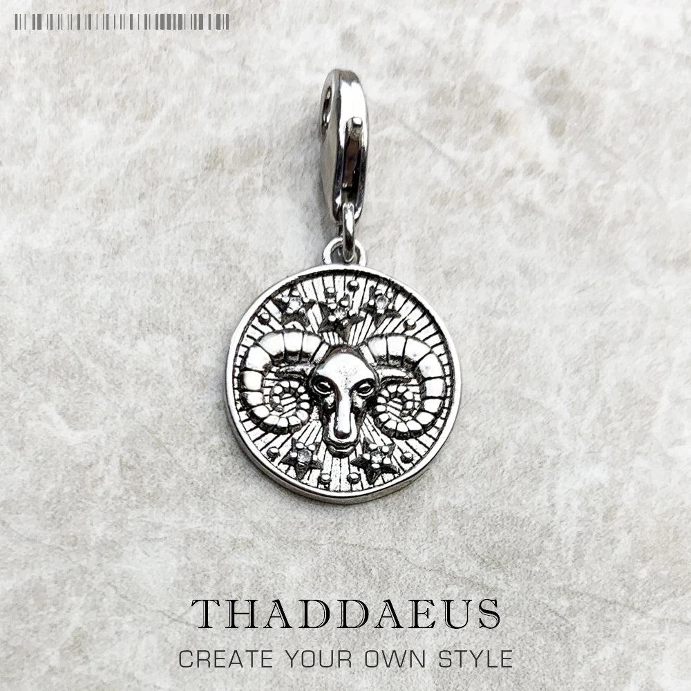 Charm-Anhänger Widder Stier Zwillinge Krebs Löwe Jungfrau Waage Skorpion Sgr Cap Aqu Fische Sternzeichen Vintage Geschenk 925er Sterlingsilber