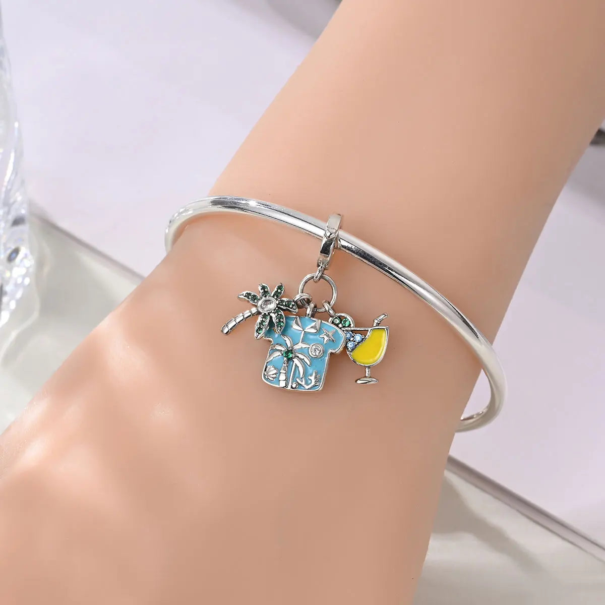 Blaue Serie 925er Sterling Jungfrau Maria Schleife Chamäleon Tanzschuhe Flugzeug Ticket Charm passend für DIY Armband Halskette süße Geschenke