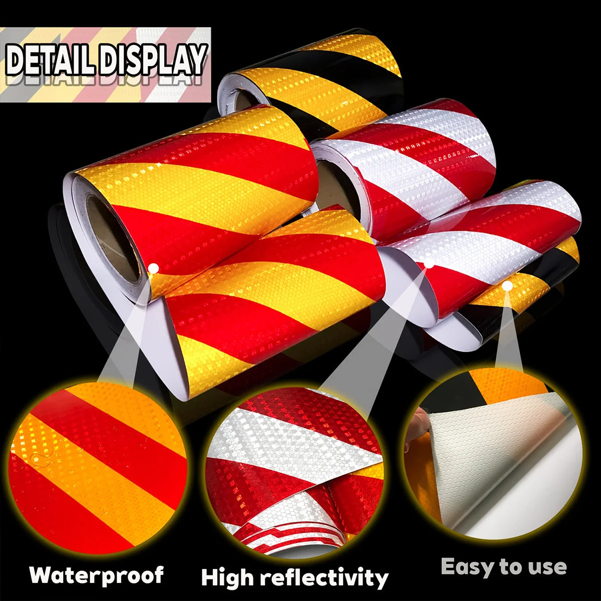 Twill Reflektierendes wasserdichtes Klebeband Linker oder rechter Reflektor Selbstklebender Sicherheitswarnaufkleber Auffälligkeit für LKW