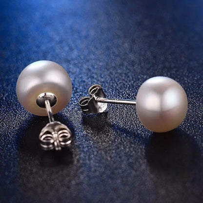 Heng sheng echte Süßwasser weiße Perle Ohrringe Modeschmuck Silber Ohr stecker für Frauen Super Deal mit Geschenk box