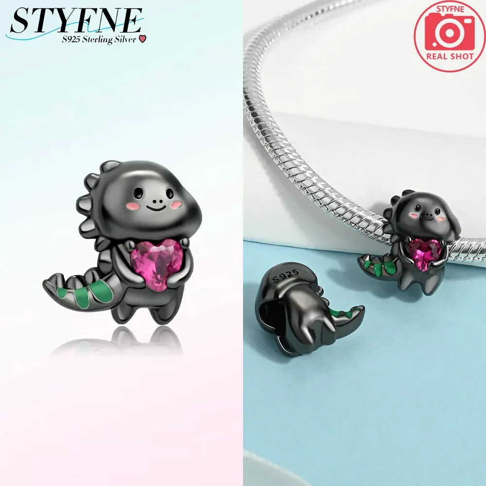 Charms der Drachen-Serie, 925er Silber, Flugsaurier, Tyrannosaurus, Chamäleon-Charm-Anhänger, passend für Original-Armbänder, DIY-Schmuckherstellung
