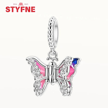 Neue Silber 925 Blaue Libelle Schmetterling Charms Perlen Fit Original Armband für Frauen DIY Edlen Schmuck Zubehör Perlen Geschenke