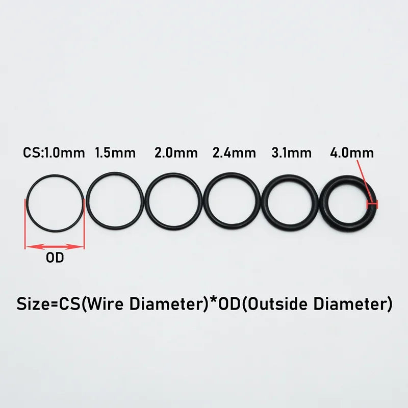 100/20 Stück O-Ringe Dichtungen Dichtung Gummi Schwarz O-Ring Ölbeständiger Gummi-O-Ring Hochtemperatur-NBR-Dichtungsscheibe 1/1,5/2/3/4 mm