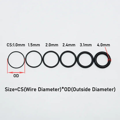 100/20 Stück O-Ringe Dichtungen Dichtung Gummi Schwarz O-Ring Ölbeständiger Gummi-O-Ring Hochtemperatur-NBR-Dichtungsscheibe 1/1,5/2/3/4 mm