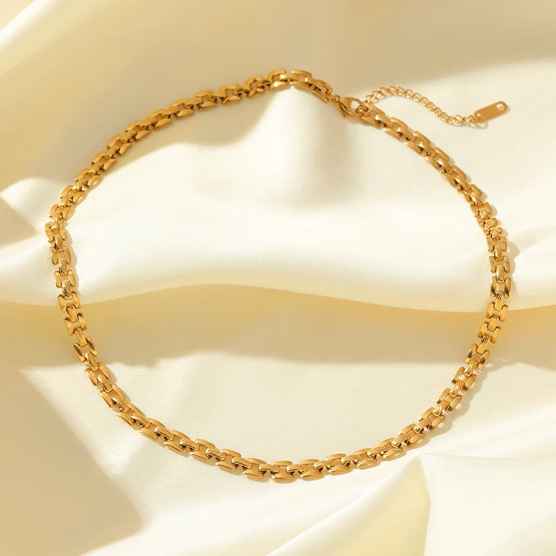 GANEMLY 316l Edelstahl Mode Blätter Kette Halskette für Frauen Charme 18K Metall Kragen Aussage Halskette Wasserdicht