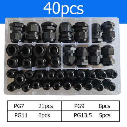 40 Stück IP68 PG7/PG9/PG11/PG13,5 Kabelverschraubung, wasserdichtes Steckverbinder-Set – Zubehör für elektrische Leitungen und Befestigung