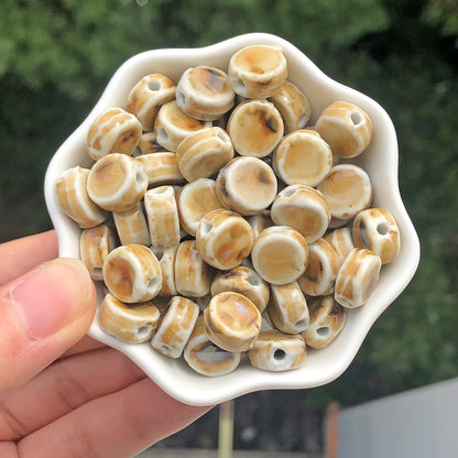 10 Stück mehrfarbige Keramik-flache runde Perlen zum Selbermachen, lose Perlen für Strandschmuck, Böhmen, Kunsthandwerk, Schmuckherstellung, Zubehör, 11 mm