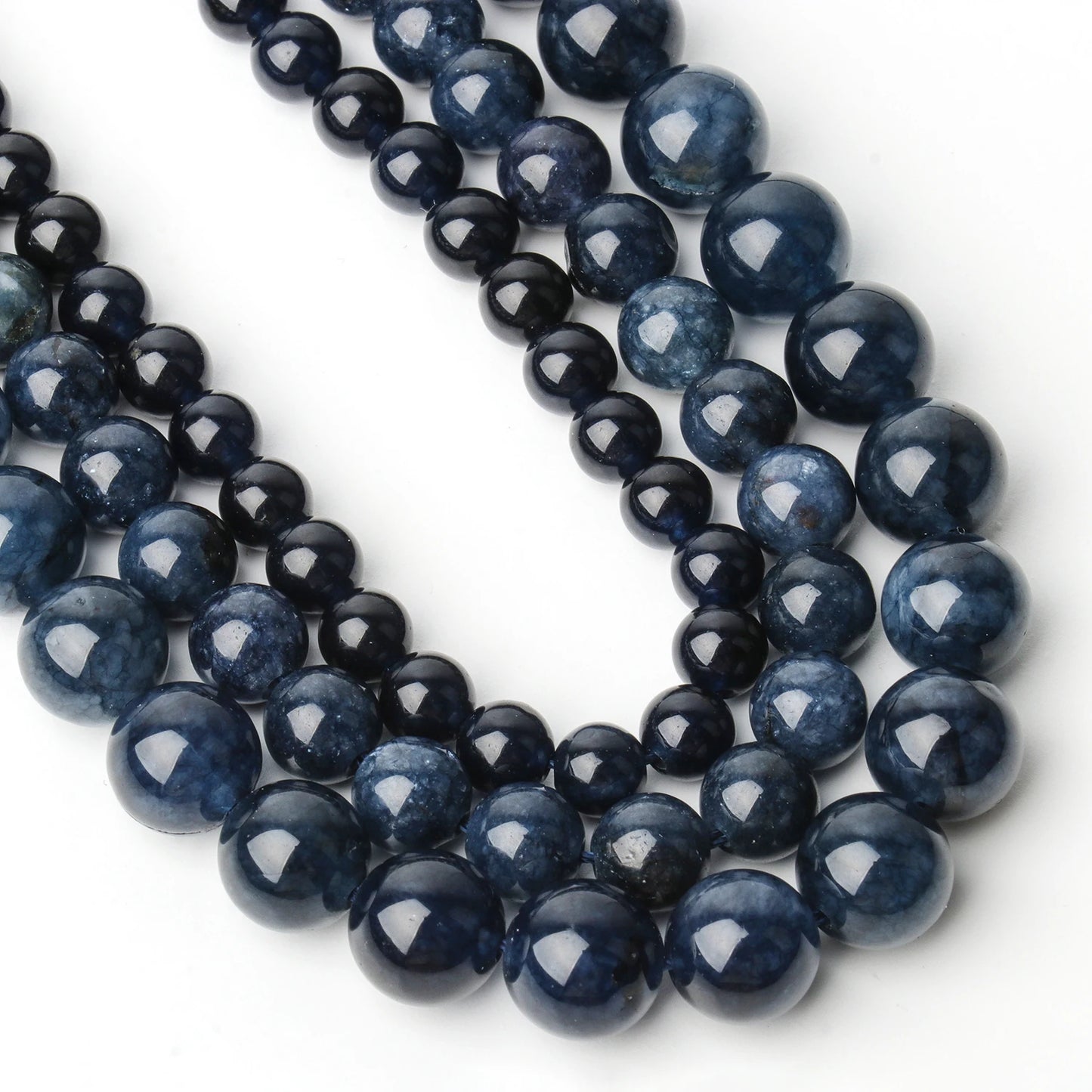 6/8/10mm Naturstein Saphir Farbe Jade Perlen blau runde lose Perlen für Schmuck herstellung liefert DIY Charms Armbänder 15''