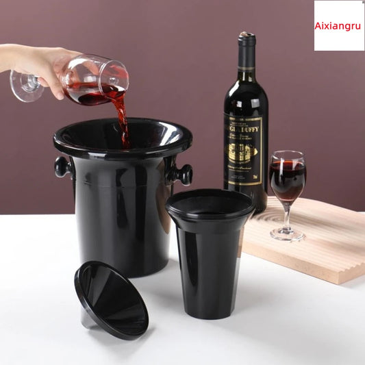 Aixiangru Wein- und Champagnerspülbehälter, Weinverkostungs-Spülbehälter 1L, Schwarzes Weinfass 3L/1L
