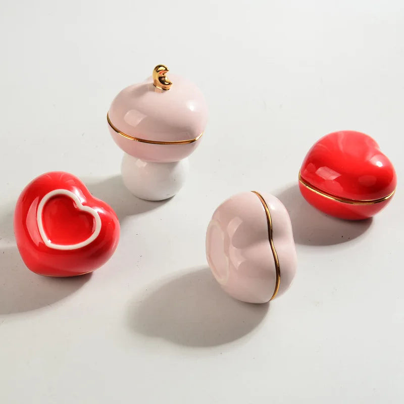 Love Pet Urn, Ceramic, Cat, Dog, Memorial Casket, Funeral Supplies, 13 ml Capacity, Red, Pink, Sealed, Multi-Purpose