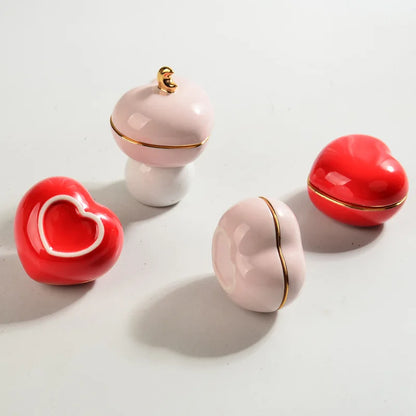 Love Pet Urn, Ceramic, Cat, Dog, Memorial Casket, Funeral Supplies, 13 ml Capacity, Red, Pink, Sealed, Multi-Purpose
