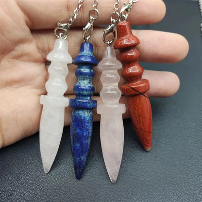 Naturstein heilsteine Anhänger ägyptischen Kristall Pendel für Weissagung Wünschelrute Reiki rosa klar Quarz Amethysten obsidian rosenquarzschwarz Onyx Pendel edelstein anhänger kristall anhänger amulett x130