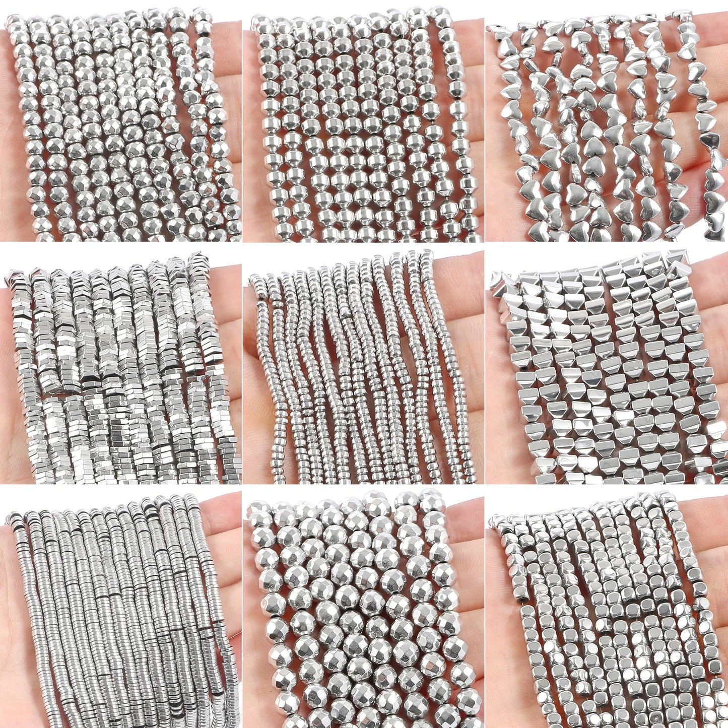 Großhandel AAA Rhodium Hämatit Perlen Charms Herz Stern Rohr Facettierte Runde Unregelmäßige Geometrische Form Perlen Für Schmuck Machen