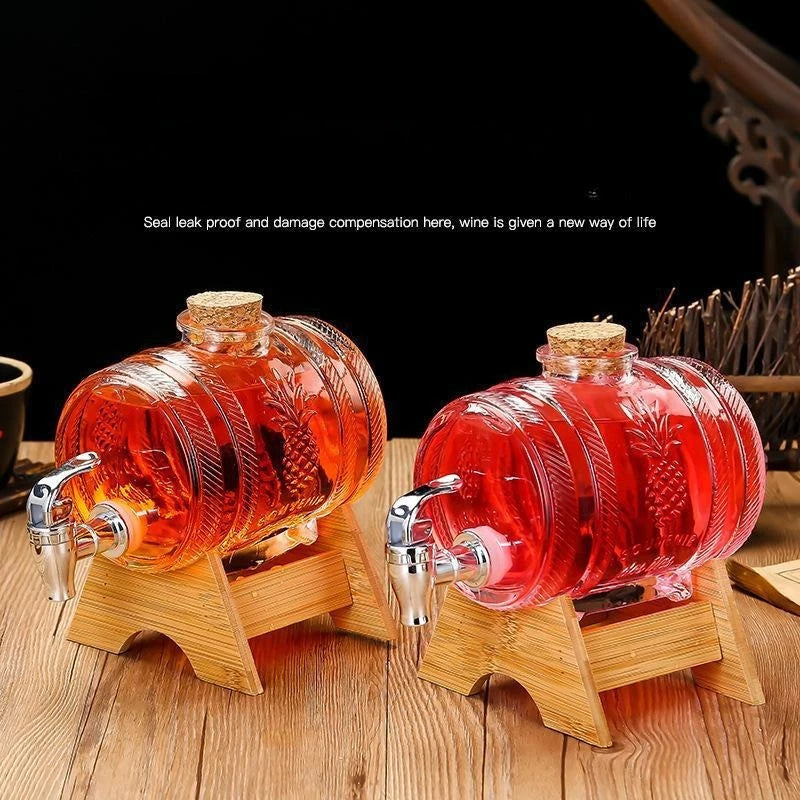 Limonaderspender aus Glas mit Auslauf, nachfüllbarer Getränkekanne, auslaufsicheres Wein-/Obstglas, Kühlschrank, Saftspender, Kaltbrühtee