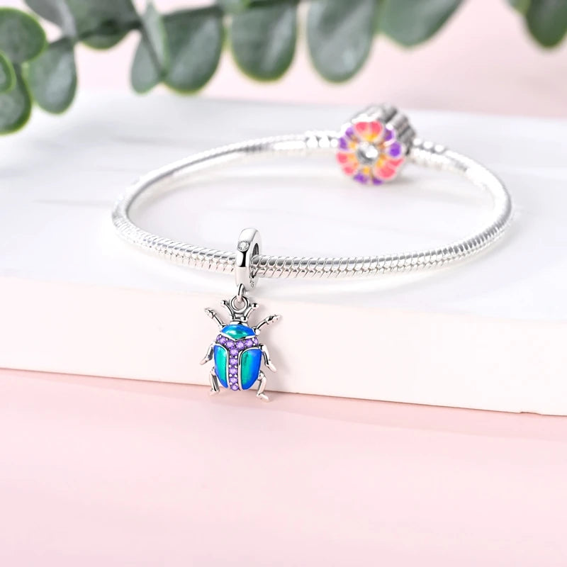 Blaue Serie aus 925er-Sterlingsilber, Eule, Schmetterling, Piratenschiff, Auto, Käfer, Clogs, Charm, passend für DIY-Armbänder, Halsketten, lustige passende Geschenke