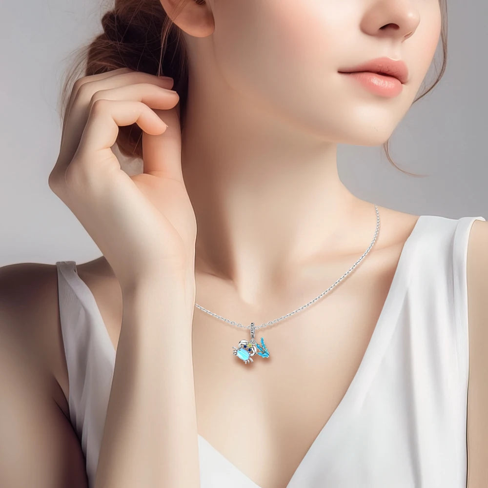 Beliebter Charm-Anhänger aus 925er-Sterlingsilber mit Delfin, sicherer Kette, Muschel und Qualle, passend für Armbänder, exquisites Strandparty-Geschenk