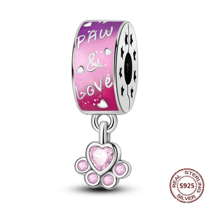 Lucky Clover Clip Charms 925 Sterling Silber Original Black Cat Stopper Clamp Silikon Spacer Charm für DIY Schmuck Armband