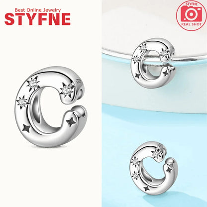 Charms aus 925er Silber, Buchstaben-Serie, Sternenlicht-Buchstaben, glänzende Zirkon-Perlen, passend für Armbänder, Zubehör, Schmuckherstellung, edler Schmuck, Geschenk