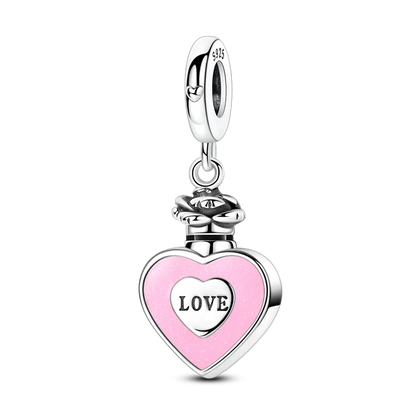 Original-Charm-Perle aus 925er-Sterlingsilber mit eingelegtem Zirkonium, Schleife, Liebesherz, Ballon-Anhänger, passend für Armbänder, DIY-Schmuckmarkierung