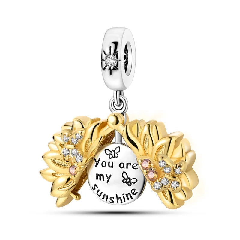 Original-Charm-Perlen aus 925er-Sterlingsilber, goldener Leopard, Glühwürmchen, Schmetterling, Heißluftballon-Perlen, passend für DIY-Armbänder, edler Schmuck