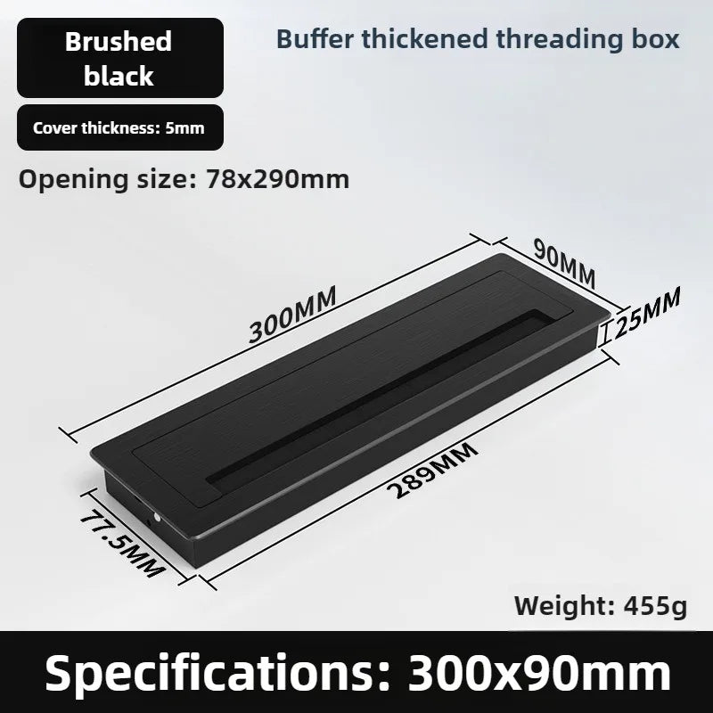 1 Stück rechteckige Schreibtisch-Kabeldurchführungen aus Aluminiumlegierung, Abdeckung für Kabelloch, Kabelauslass, Oberflächen-Tischkabelloch, Möbelbeschläge