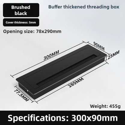 1 Stück rechteckige Schreibtisch-Kabeldurchführungen aus Aluminiumlegierung, Abdeckung für Kabelloch, Kabelauslass, Oberflächen-Tischkabelloch, Möbelbeschläge