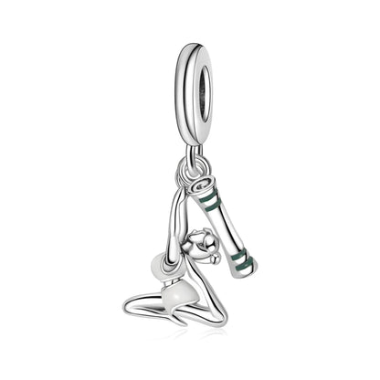 Funkelnde Edelsteinperlen aus 925er-Sterlingsilber mit eingelegten Edelsteinen und baumelnder Charm mit unendlichem Knoten, passend für Schlangenarmband, Boutique-Halskette, schönes Geschenk