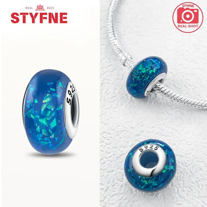 Echtes Sterlingsilber 925, Blumen-Charms, Glas, neue Original-Perle, bunt, Murano, passend für Original-Armbänder, DIY für Frauen, Schmuck, Geschenke