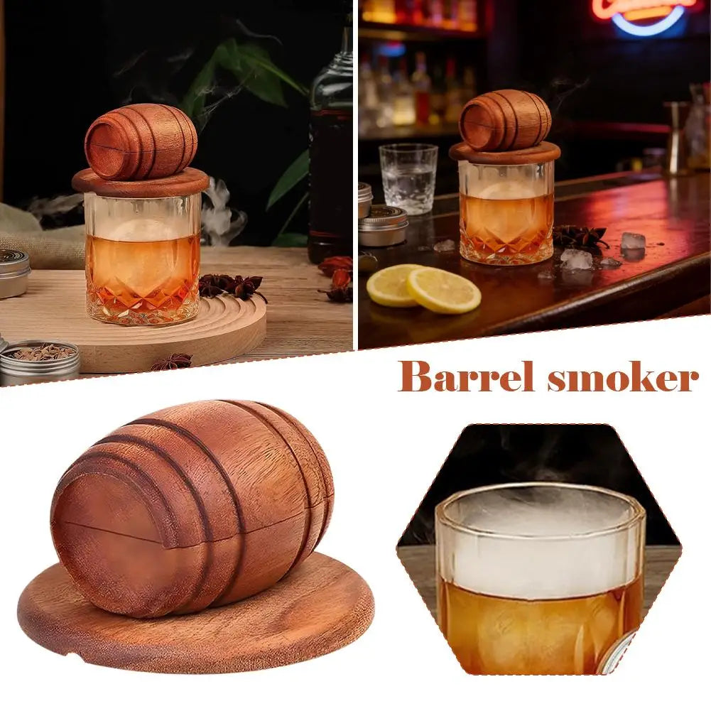 Tragbares Whiskey-Fass-Räucher-Set Bar-Cocktail-Whiskey-Würzwerkzeug Lebensmittelgeeignetes Aromaverstärkendes Räucherzubehör