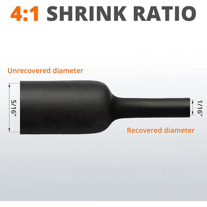 Draht-Schrumpfschläuche mit 4:1 Verhältnis, mit Klebstoff ausgekleidet, Φ4 mm bis Φ52 m, schwarze, wasserdichte industrielle elektrische Schrumpfschläuche