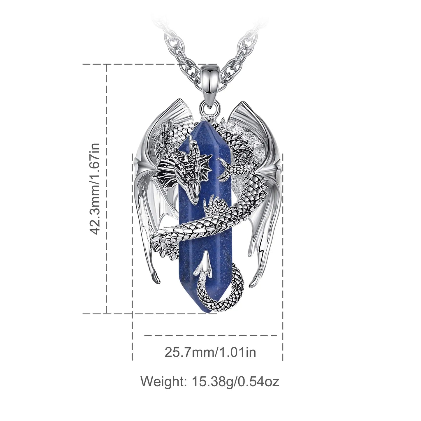 Eudora Drachen Twining sechseckigen Lapislazuli prismatische Halskette Punk Heilung Kristall Stein Anhänger Schmuck für Frauen Mann Geschenk