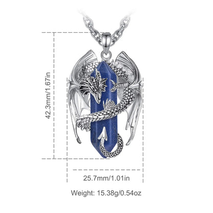 Eudora Drachen Twining sechseckigen Lapislazuli prismatische Halskette Punk Heilung Kristall Stein Anhänger Schmuck für Frauen Mann Geschenk
