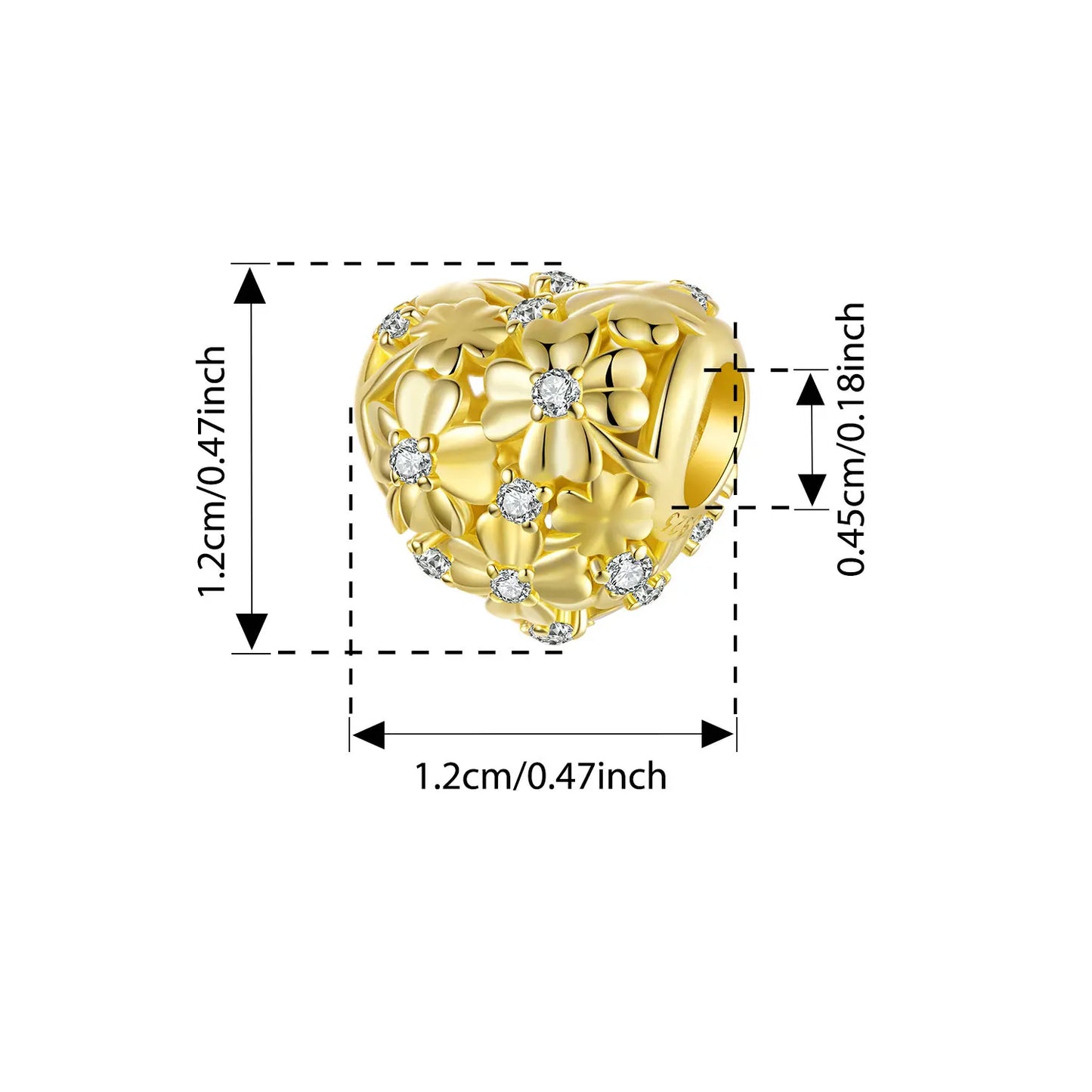 Bamoer 925 Sterling Silber Herbst Gold Blätter Charms Glück Vierblättriges Kleeblatt Spinning Anhänger für Frauen Armband DIY Schmuck Geschenk