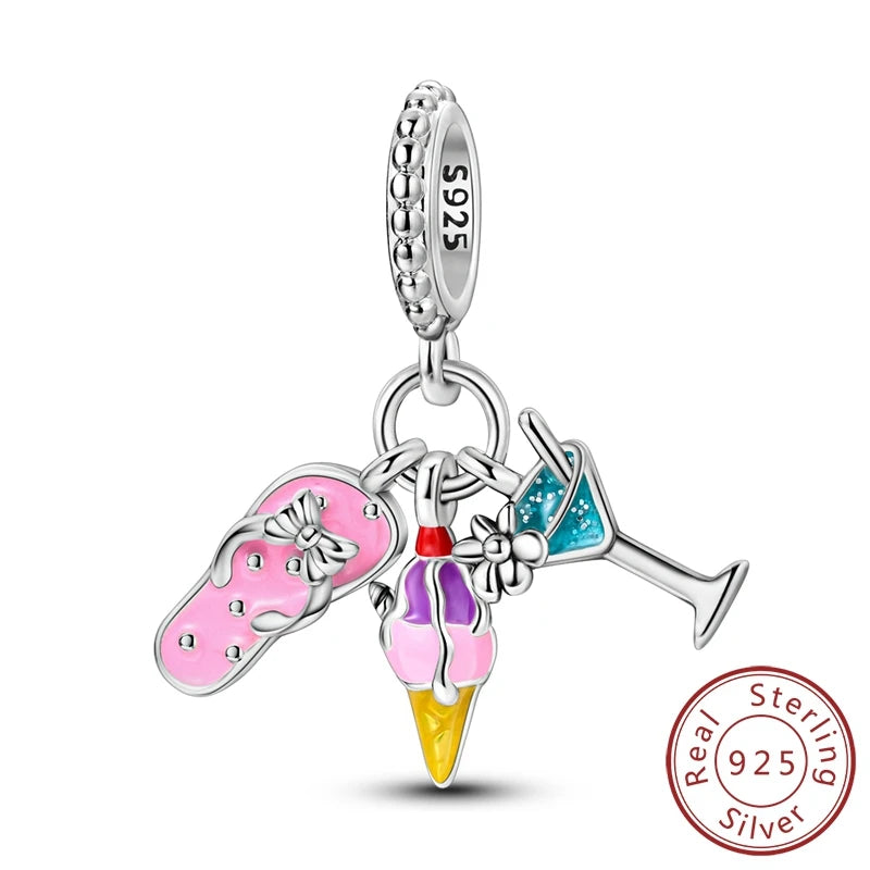 Neue Original 925 Sterling Silber Perlen Charme Schnaps Wein Serie Verschluss Anhänger Fit Original Armband Für Frauen DIY Schmuck Geschenk