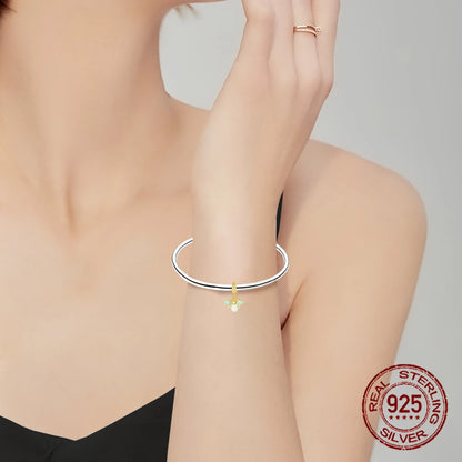 Leuchtender baumelnder Charm mit Frühlingsthema, 925er Sterlingsilber, Biene-Honeypot-Anhänger für Armband, Halskette, DIY-Charms, Schmuck