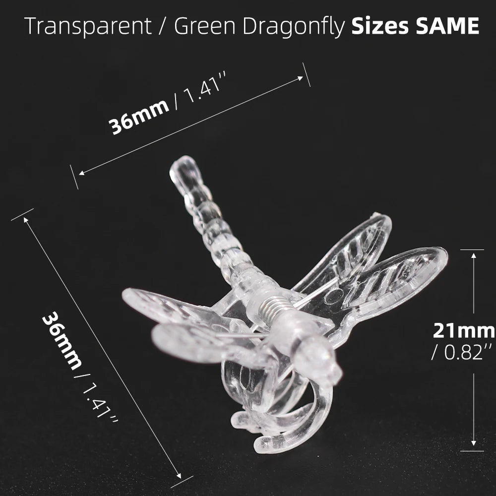100–10 Stück Garten, transparent/grün, 36 x 36 mm, 4 Klauen, Libellenpflanze, festes Wachstum, Kletterrebe, Blumenstiele, dekorative Dekoration