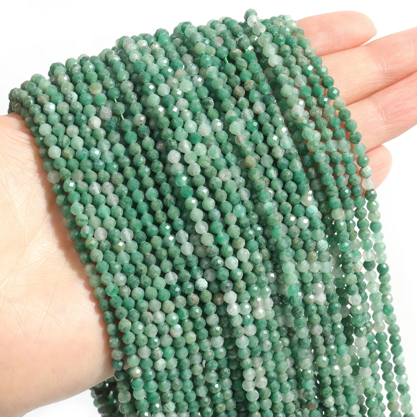 2 3 4mm 15" natürliche afrikanische Smaragdperle kleine facettierte Steine runde lose Steinperlen für DIY Armband Halskette Schmuckherstellung