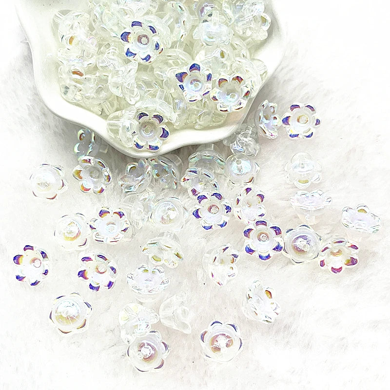 Neue 20 teile/los 7X12mm Bunte Bellflower Lampwork Perlen Kappen Glas Spacer Perlen für Schmuck Machen DIY Armbänder haarnadel