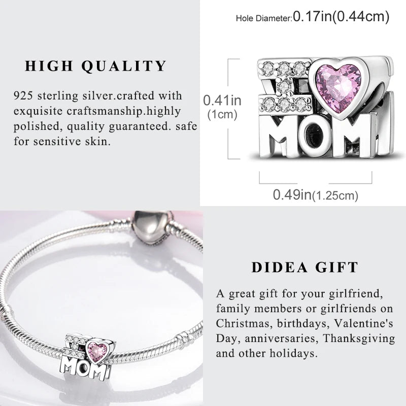 Neue 2025 925 Sterling Silber Charms Perlen Liebe Herz Rosa Original Charm Anhänger Fit Charm Armbänder DIY Schmuck Geburtstag Geschenk