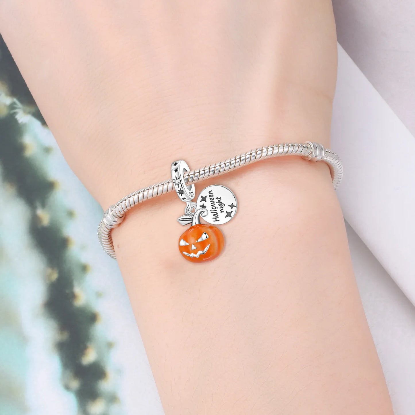Heißer Verkauf 925er Sterlingsilber Schlitten- und Schneemann-Perlen und Kürbiskopf-Anhänger, passend für Armbänder, Weihnachts- und Halloween-Geschenke