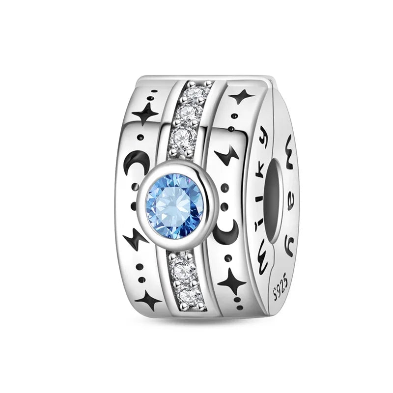 Blaue Serie 925er Sterling Jungfrau Maria Schleife Chamäleon Tanzschuhe Flugzeug Ticket Charm passend für DIY Armband Halskette süße Geschenke