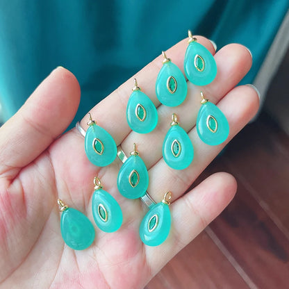 Jade Achat Amethyst Amazonit Wasser Gras Lapis Lazuli Charm Anhänger, 18K echt vergoldet Schmuck für Halskette Handwerk Herstellung S79