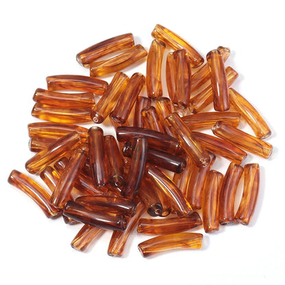 10–100 Stück quadratische Herzröhre, rund, bernsteinfarben, Acryl, lose Abstandshalter, Perlen für DIY-Schmuckherstellung, Armband, Anhänger, Zubehör