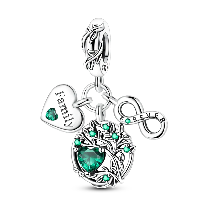 Anhänger aus 925er-Sterlingsilber, grüne Serie, Blumenbaum, Apfel-Anhänger, DIY, feine Perlen, passend für Original-Charms-Armbänder, Damenschmuck, Diy