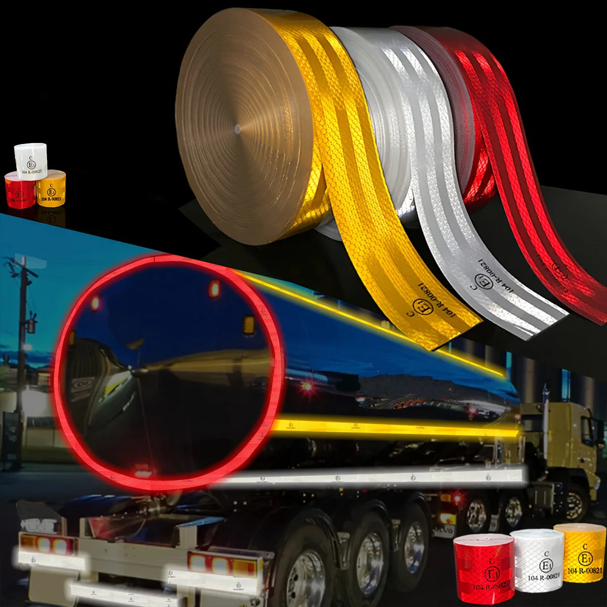 Auto Reflektierende Bänder 104R Wasserdichte Retro Reflektierende Auffälligkeit Selbstklebende Verkehrssicherheit Warnung Aufkleber Reflektoren Für Lkw