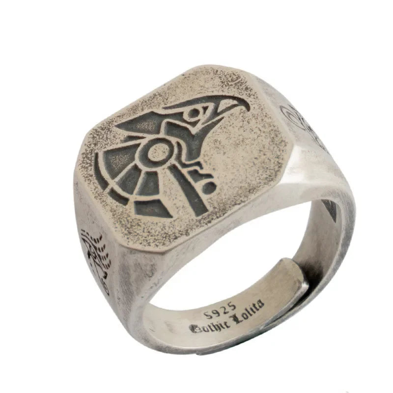 Retro Poseidon Kompass Ring versilbert Hexagramm Öffnung verstellbarer Ring Männer und Frauen Hip-Hop Trend Schmuck Geschenk